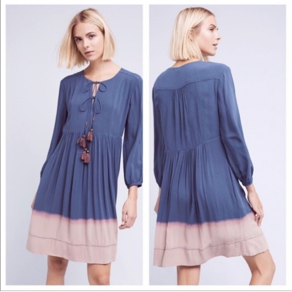 Anthropologie Holding Horses Ombré Dip Dye Tassel knee length Dress size 0 - Picture 1 of 16